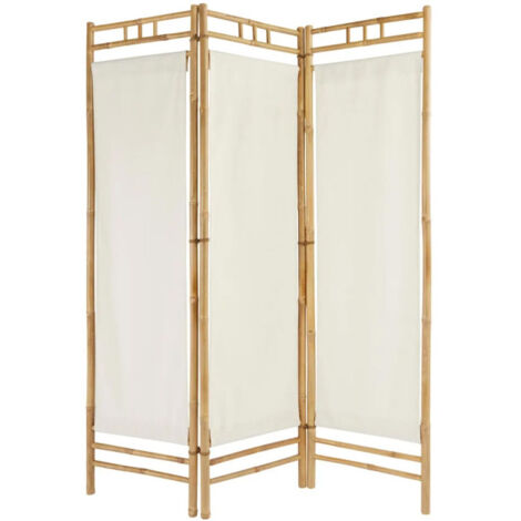 Paravent en Bambou "Kael" 170cm Blanc (1/5)