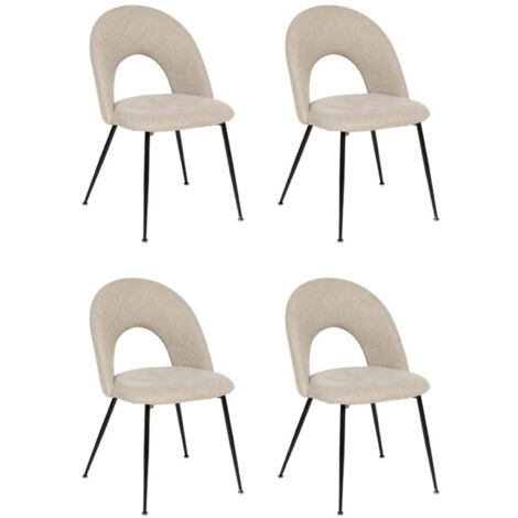 Atmosphera – Lot de 4 chaises en tissu beige – Design moderne – Structure en acier – Hauteur 81cm – À monter soi-même (1/5)