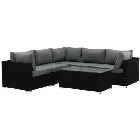 Salon d'Angle de Jardin "Amazona" 237cm Noir (1/3)
