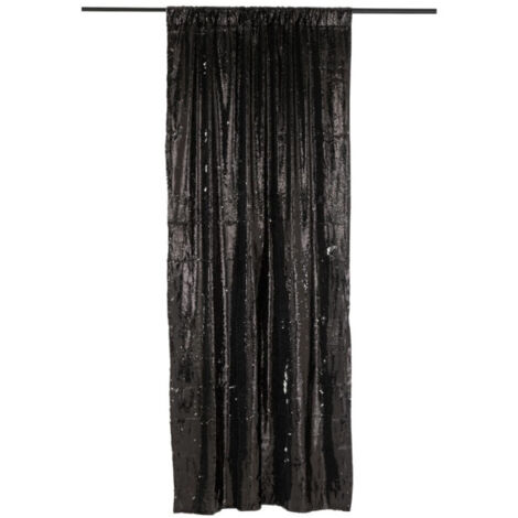Rideau à Passants "Sequin" 125x250cm Noir & Argent (1/5)