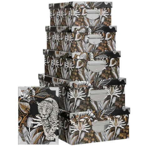 Lot de 6 Boîtes Déco "Panthères" 48cm Multicolore (1/2)