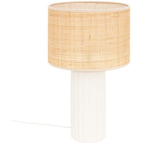 Lampe à Poser en Rotin "Tylia" 47cm Blanc & Naturel (1/4)