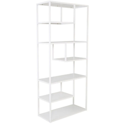 Étagère Bibliothèque 6 Niveaux "Staal" 188cm Blanc (1/5)