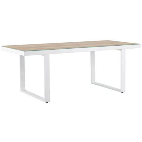 Table de Jardin en Verre "Merlo" 200cm Naturel & Blanc (1/5)