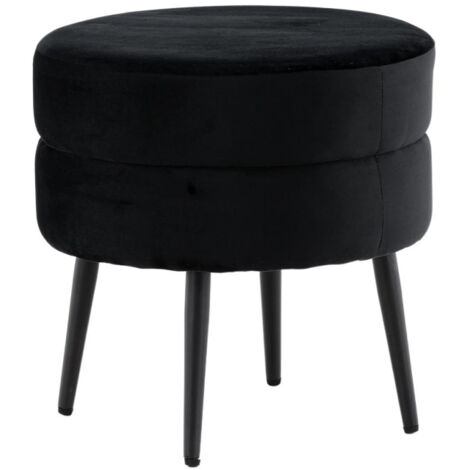 Pouf Design en Velours "Pot" 40cm Noir (1/5)