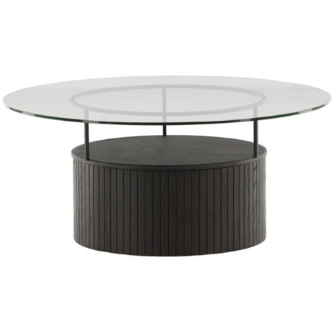 Table Basse en Verre "Bovall" 90cm Noir (1/5)