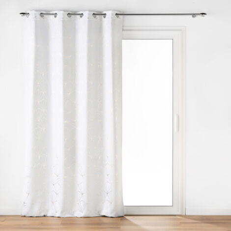 Rideau Occultant à Œillets "Eclat" 140x260cm Blanc (1/5)