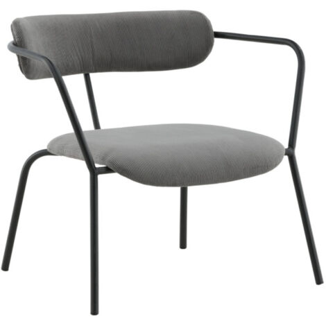 Fauteuil Design Velours Côtelé "Duffy" 69cm Gris (1/5)