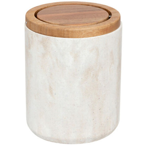 5Five Simply Smart – Poubelle de salle de bain 1,5L – Dimensions D. 11,9 x H. 15,8 cm – Matière polyrésine – Couleur beige effet marbre