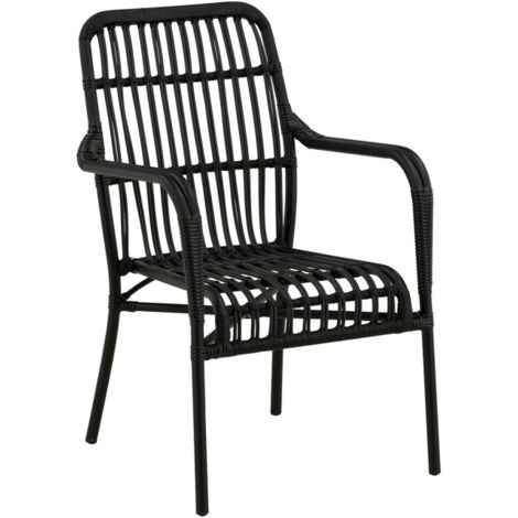 Chaise de Jardin en Rotin "Rizal" 90cm Noir (1/5)