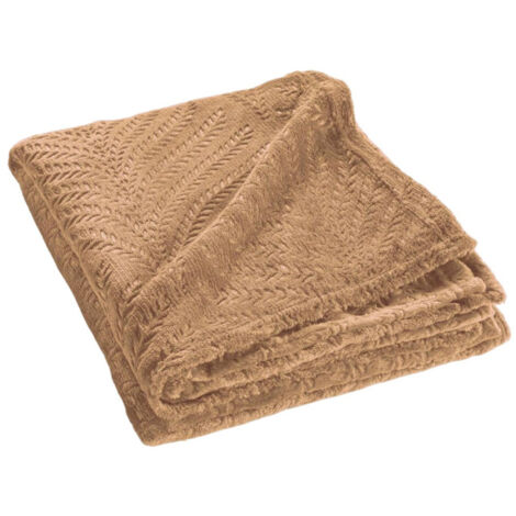 Plaid Uni en Flanelle "Nelia" 125x150cm Camel (1/5)