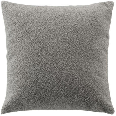 Coussin Déco Bouclette "Wooly" 45x45cm Gris (1/5)