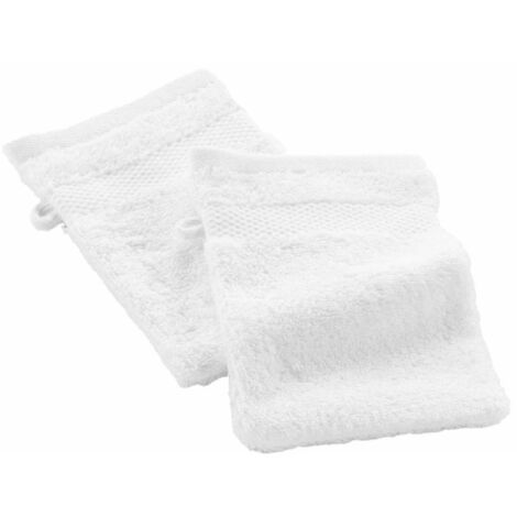Lot de 2 Gants de Toilette "Elegance" 15x21cm Blanc (1/5)