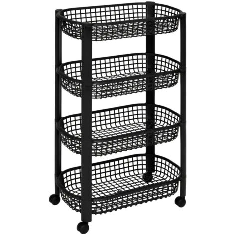 5Five Simply Smart – Desserte de cuisine 4 niveaux – Dimensions L. 46,5 x l. 25,5 x H. 79 cm – Matière polypropylène – Couleur noir