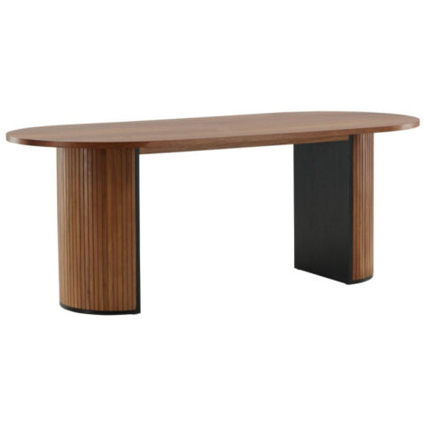 Paris Prix – Table à manger ovale 200cm – MDF et placage noyer – Jusqu'à 6 couverts – Design moderne – Dimensions L. 200 x l. 90 x H. 75 cm (1/5)