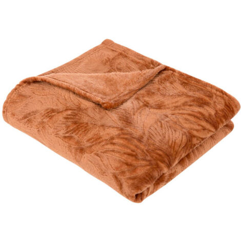 Plaid Déco Flanelle "Ryo" 125x150cm Terracotta (1/4)