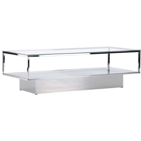 Table Basse Design en Verre "Maglehem" 130cm Argent (1/5)