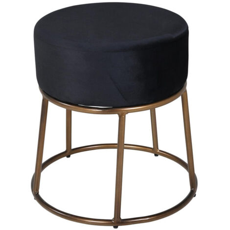 Pouf Design en Velours "Petra" 46cm Noir & Cuivre (1/5)