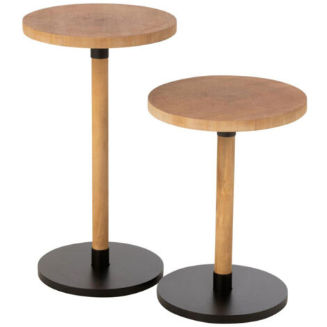 Lot de 2 Tables d'Appoint en Bois "Ron" 61cm Naturel (1/4)