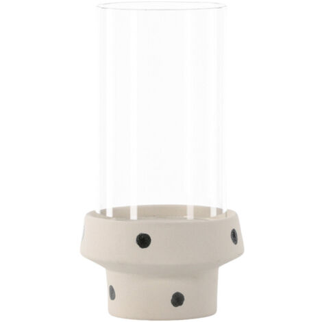 Lanterne en Verre "Davida" 29cm Blanc & Noir (1/4)