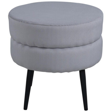 Pouf Design en Velours Côtelé "Pot" 40cm Gris (1/5)