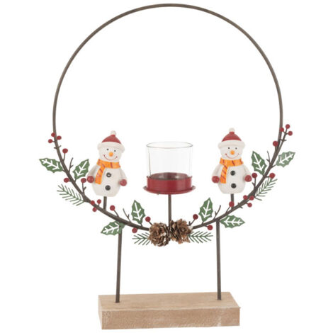 Photophore Cercle "Bonhommes de Neige" 28cm Multicolore (1/4)