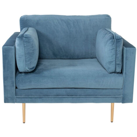Fauteuil Design en Velours "Boom" 110cm Bleu (1/5)