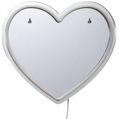 Miroir LED Effet Néon "Cœur" 30cm Rouge (1/3)