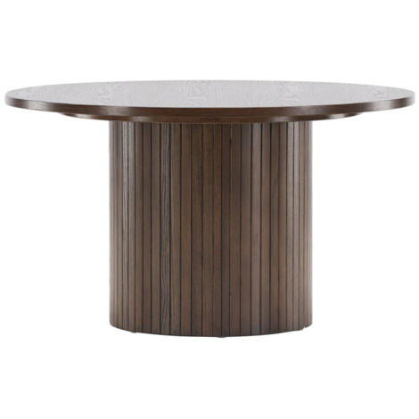 Table Basse Design Nervuré "Bianca" 80cm Marron (1/5)