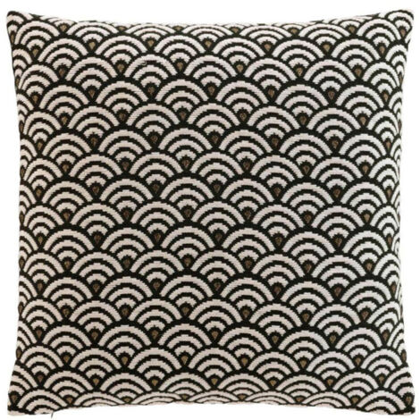 Coussin Déco Chenille "Minela" 45x45cm Noir (1/5)