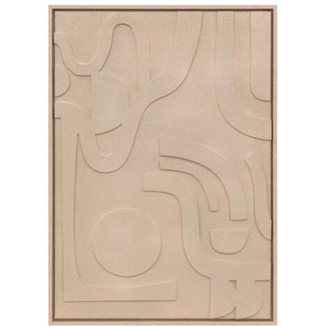 Atmosphera – Toile murale encadrée relief 50x70cm beige – Design texturé 3D – Élément décoratif moderne pour intérieur – Polyester et MDF