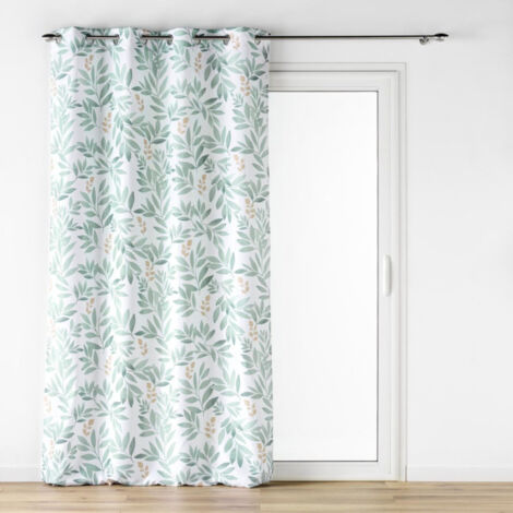 Rideau à Œillets Imprimé "Biovana" 140x260cm Vert & Blanc (1/5)