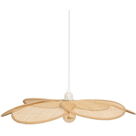Atmosphera – Lampe suspension pétales en bambou 62cm – Abat-jour D. 62cm – Hauteur ajustable – Douille E27 – Pour intérieur moderne