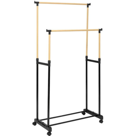 Portant à Vêtements Double en Inox "Woody" 165cm Noir