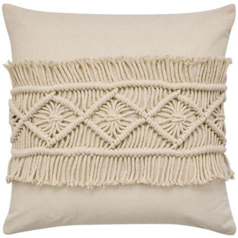 Coussin Déco Macramé "Samaya" 45x45cm Naturel (1/4)