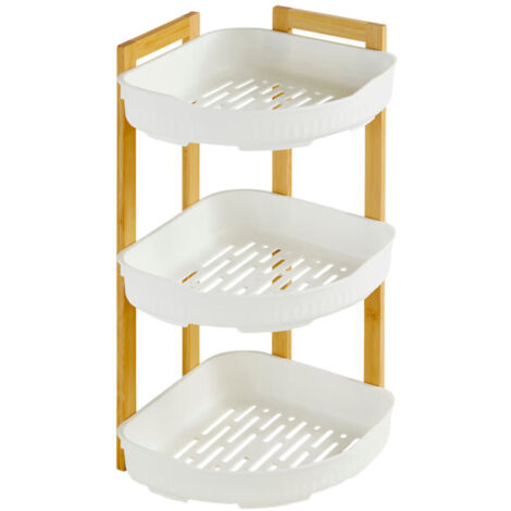 Étagère d'Angle de Douche 3 Niveaux "Natureo" 45cm Blanc (1/2)