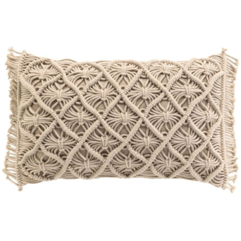 Coussin Déco Macramé "Indy" 30x50cm Naturel (1/5)
