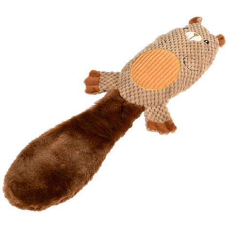 Jouet Peluche Sonore pour Chien "Castor" 55cm Marron (1/2)