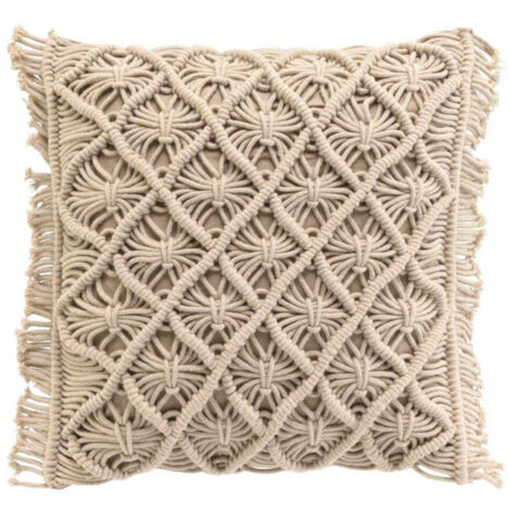 Coussin Déco Macramé "Indy" 40x40cm Naturel (1/5)