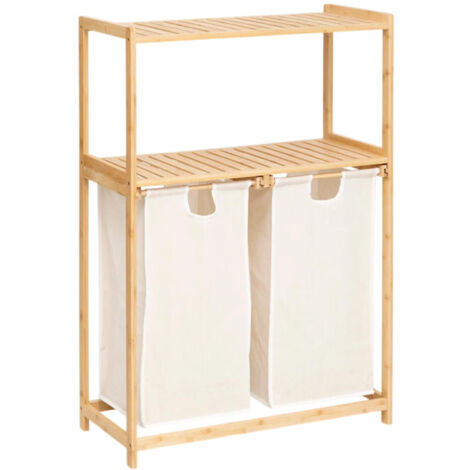 Meuble de Rangement 2 Paniers à Linge "Tidy" 109cm Naturel (1/5)