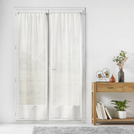 Rideau Lin Passe Tringle Voilage 100% Lin Naturel LINDER - Tissé Et Teint En France | 55x160cm - Finition Passe Tringle Vitrage Fait Main