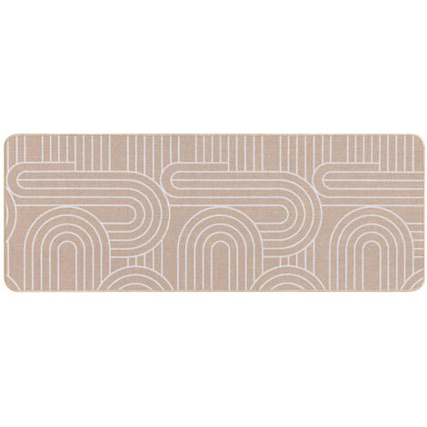 Tapis Déco Imprimé "Modul" 45x120cm Naturel & Blanc (1/4)