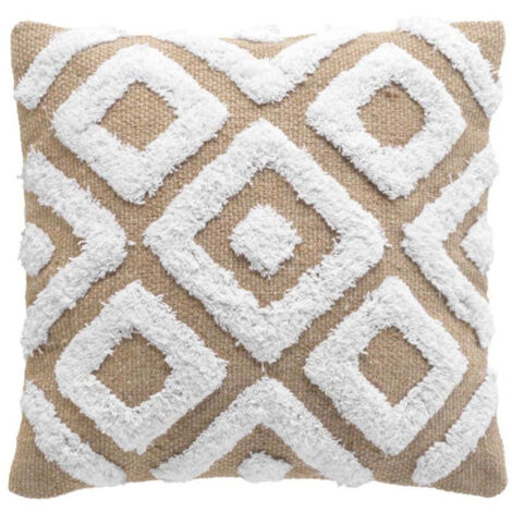 Housse de Coussin Tufté en Jute "Damia" 40x40cm Marron (1/5)