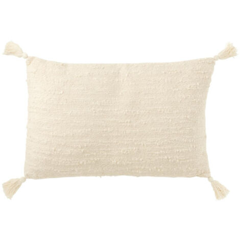 Coussin Déco à Pompons "Marea" 40x60cm Crème (1/2)