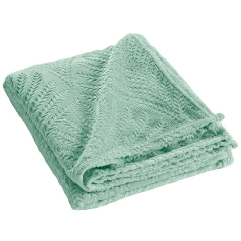 Plaid Uni en Flanelle "Nelia" 125x150cm Sauge (1/5)