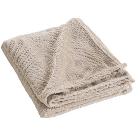 Plaid Uni en Flanelle "Nelia" 125x150cm Taupe (1/5)
