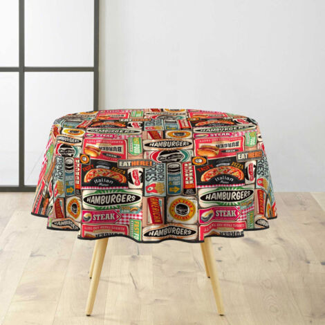 Nappe Toile Cirée Ronde "Americano" 160cm Multicolore