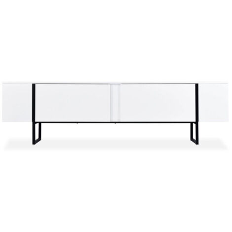 Meuble TV 2 portes "Valentin" 180cm Blanc & Noir (1/5)