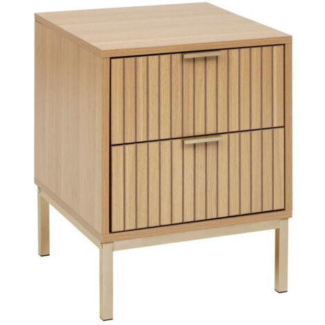 Table de Chevet 2 Tiroirs "Tasso" 52cm Naturel (1/5)