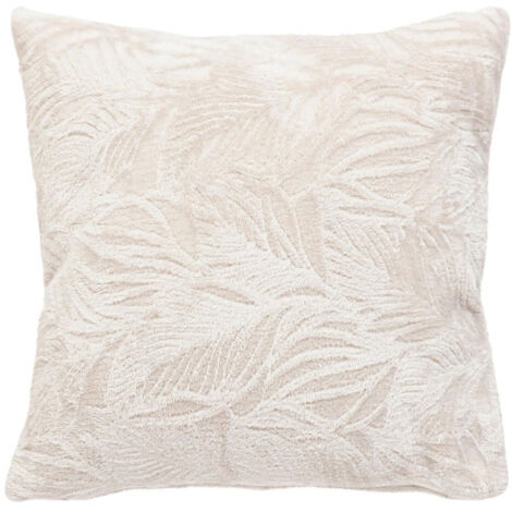 Coussin Déco Flanelle "Ryo" 40x40cm Beige Lin (1/4)
